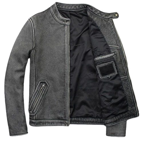 Veste de moto en cuir vintage - Homologuée - Cuir véritable
