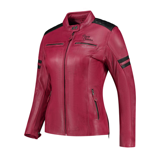 Veste femme moto cuir homologuée CE AA avec protections