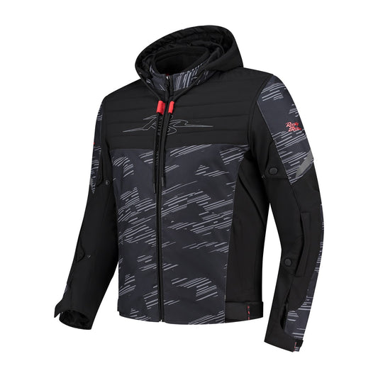 Veste moto homme urbaine imperméable softshell homologuée CE AA avec capuche amovible