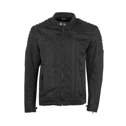 Veste moto vintage homme Rusty Stitches noire rétro avec protections CE