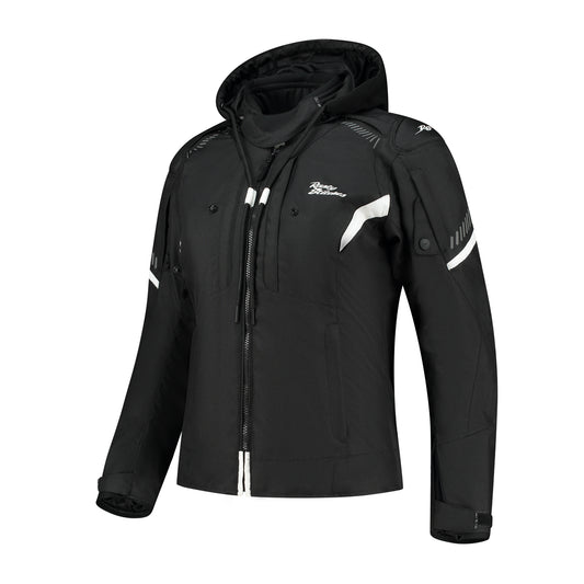 Veste moto femme noire imperméable respirante avec protections CE