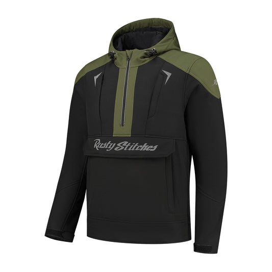 Veste moto homme Rusty Stitches Orlando softshell noir vert avec protections CE