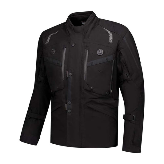 Veste pour moto touring imperméable avec protections CE et doublure thermique noire