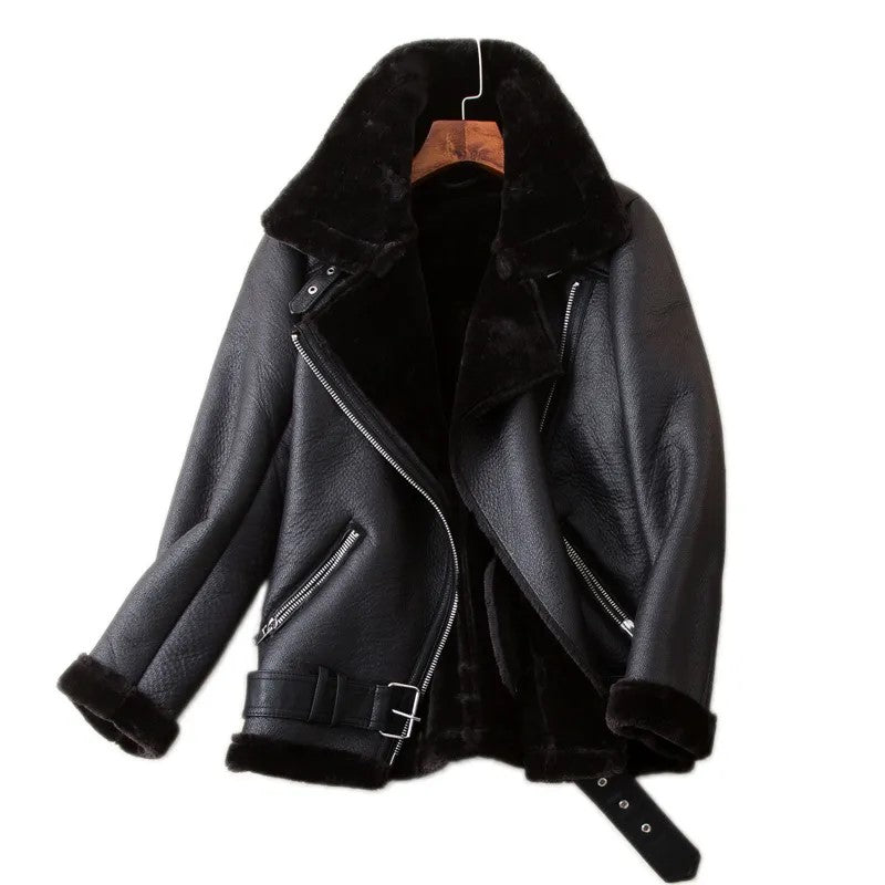 Veste Simili Cuir Fourrure Femme Veste Biker Veste Faux Cuir Veste