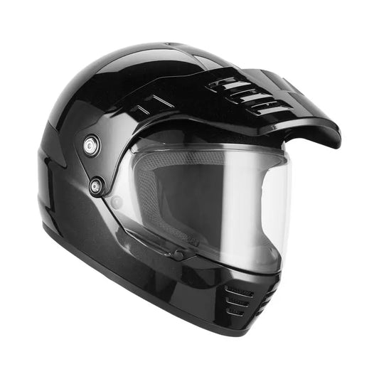 Casque moto intégral Exklusiv Dust noir brillant, design polyvalent dual-sport.