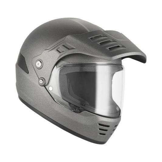 Casque intégral moto Exklusiv Dust Titanium Mat gris anthracite mat avec visière trail.
