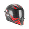 Casque intégral Exklusiv Goliath Cut D noir mat rouge, motifs graffiti urbain et militaire.