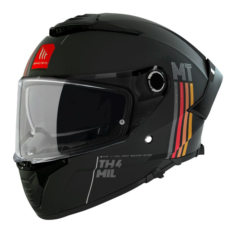 casque intégral MT Thunder noir mat design sobre et sportif