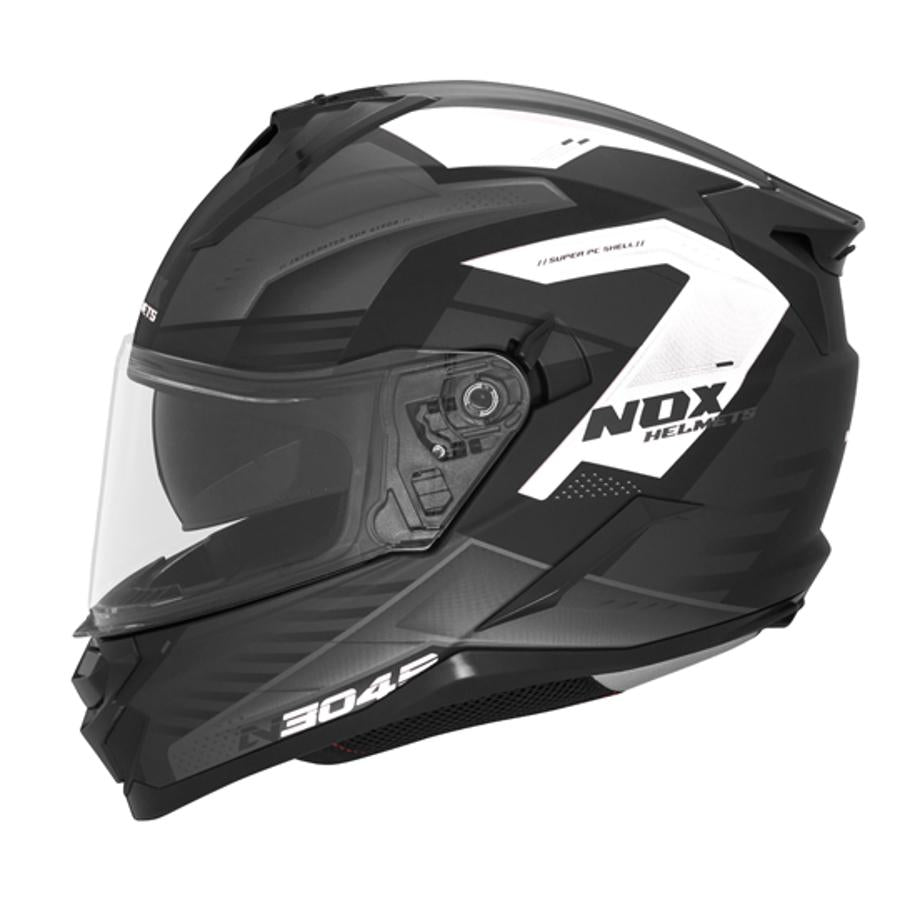 casque intégral Nox noir et blanc au design sportif pour homme
