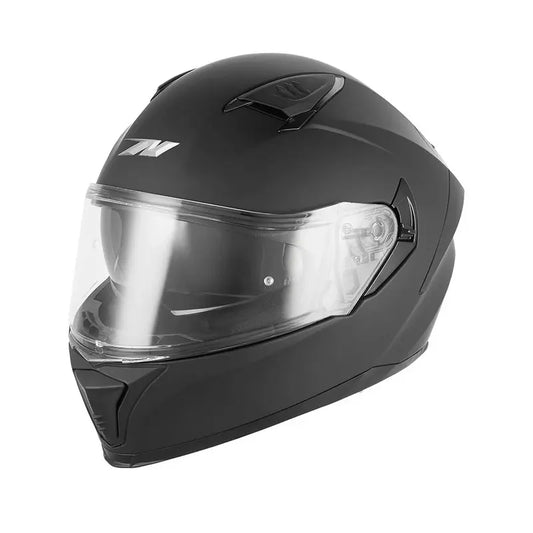 Casque intégral Nox N402 noir mat, design élégant avec écran solaire intégré.