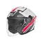 Casque jet femme Nox N130 Ekto blanc rose, design graphique moderne, double écran.