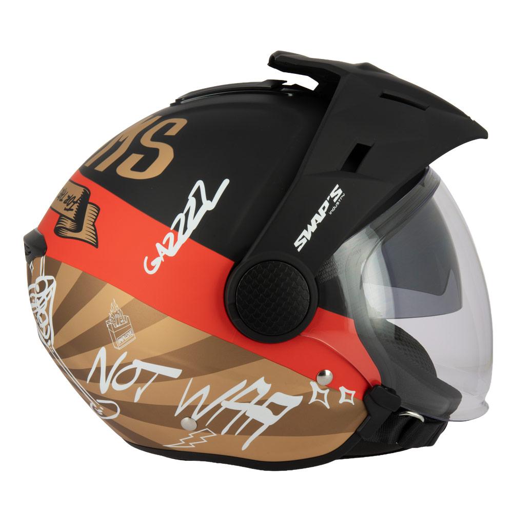 Casque jet trial Swaps S769 Trooper Evo noir et or, vue 4