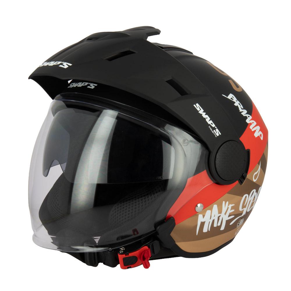 Casque jet trial Swaps S769 Trooper Evo noir et or homologué ECE 22.06