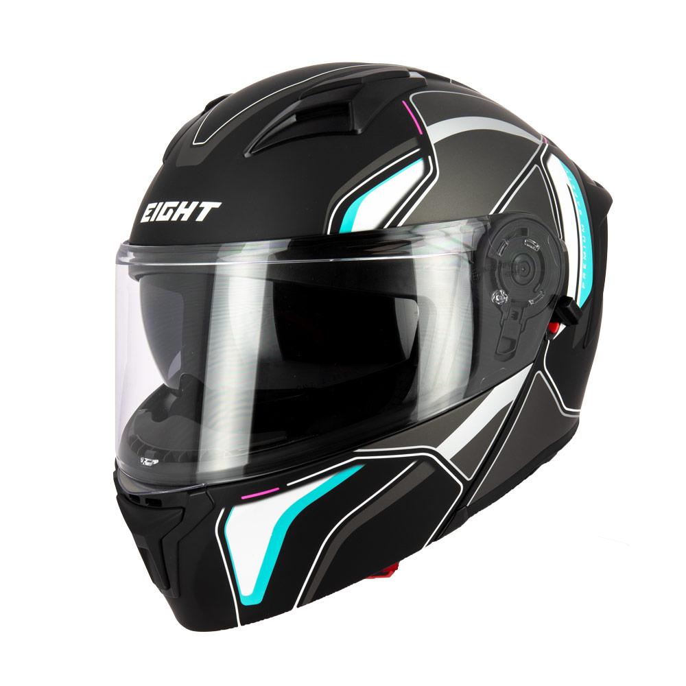 Casque modulable double écran Eight S551 noir et bleu