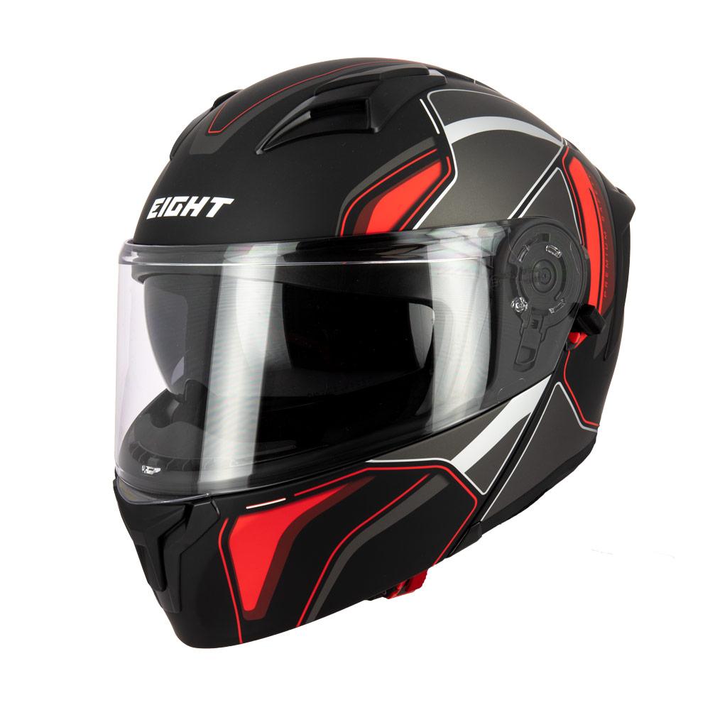 Casque modulable double écran Eight S551 noir et rouge