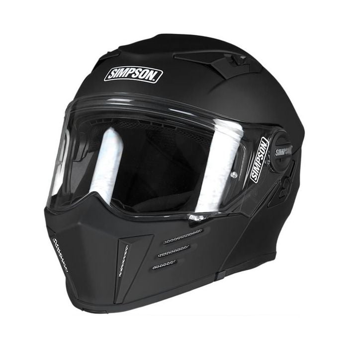 Casque modulable Simpson Darksome noir mat, design audacieux et casquette distinctive.