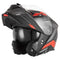 Casque moto modulable Nox N967 Conquer noir mat rouge, homologation P/J.