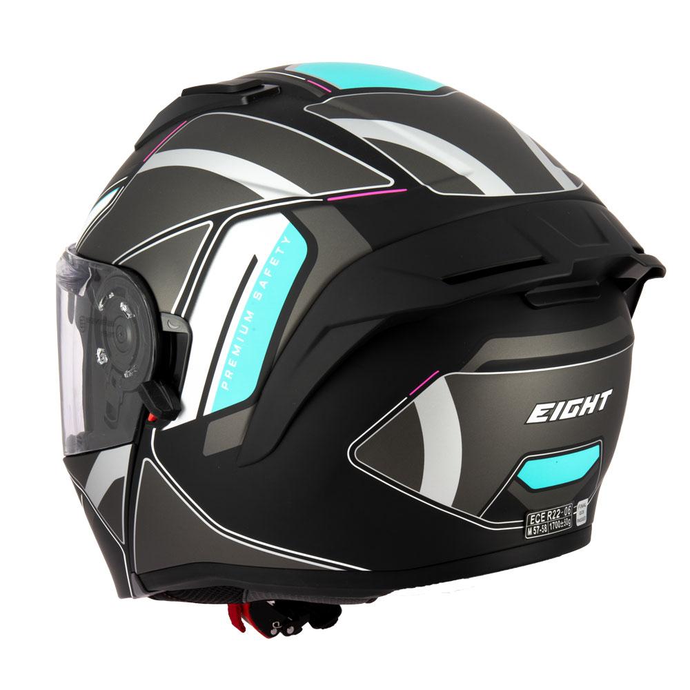 Casque modulable Pinlock ready Eight S551 Dual Face noir et bleu