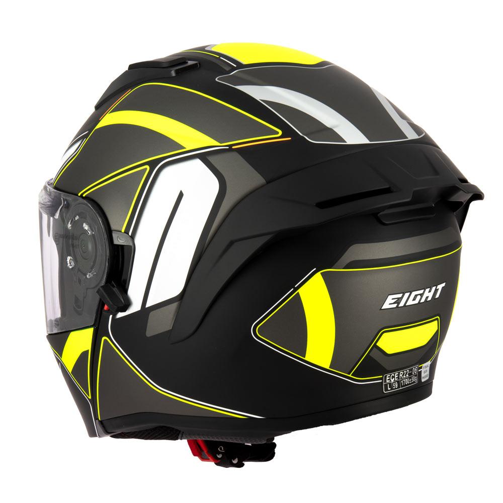 Casque modulable Pinlock ready Eight S551 Dual Face titane et jaune fluo