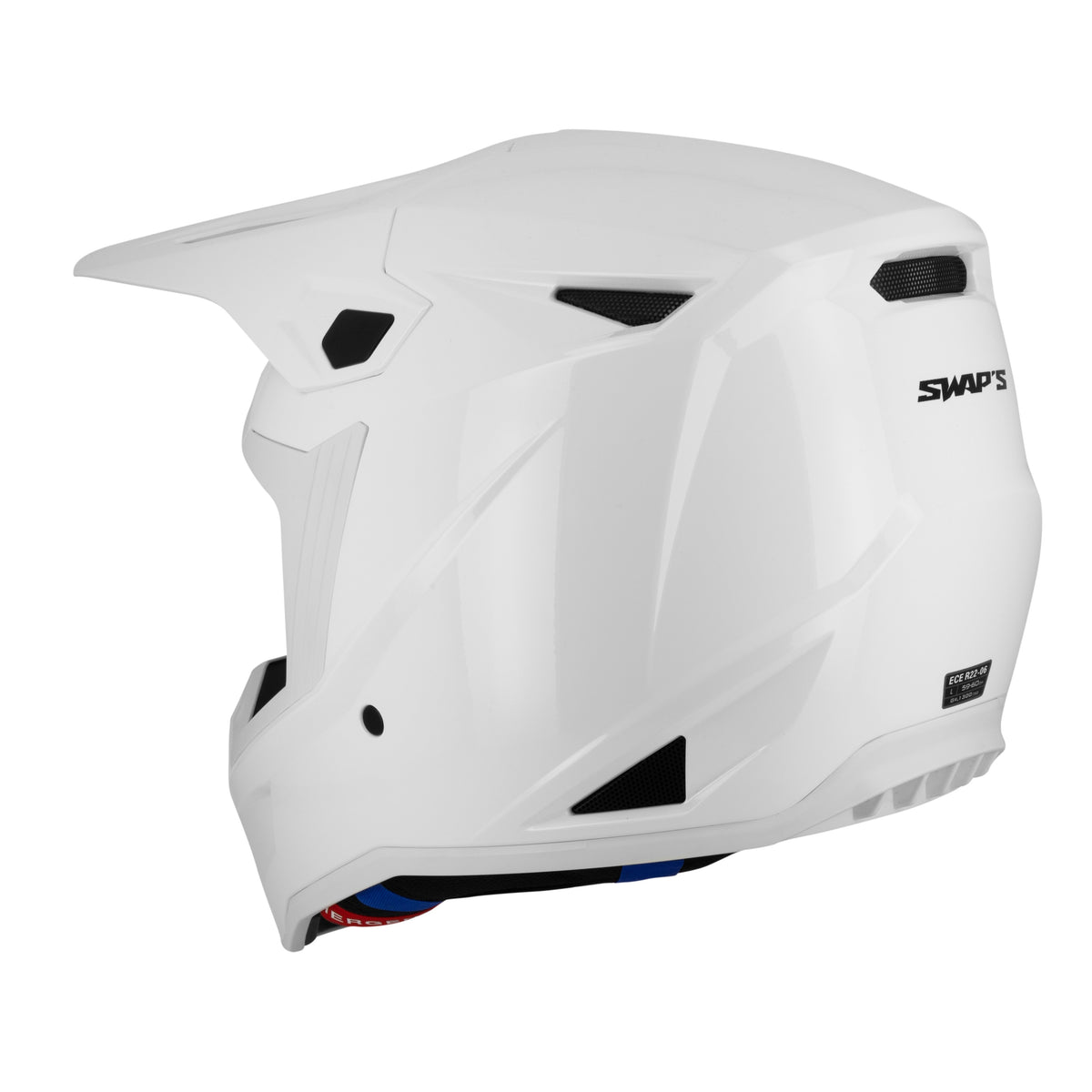 Casque cross Swaps Whip blanc, vue 3