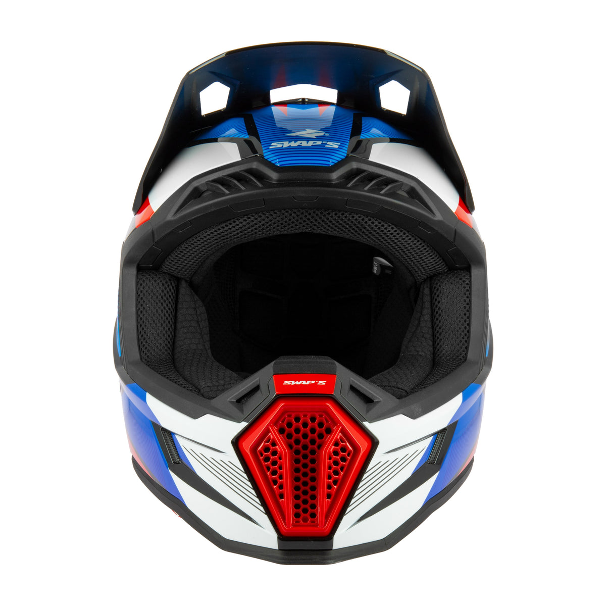 Casque cross Swaps Whip bleu blanc rouge, vue 5