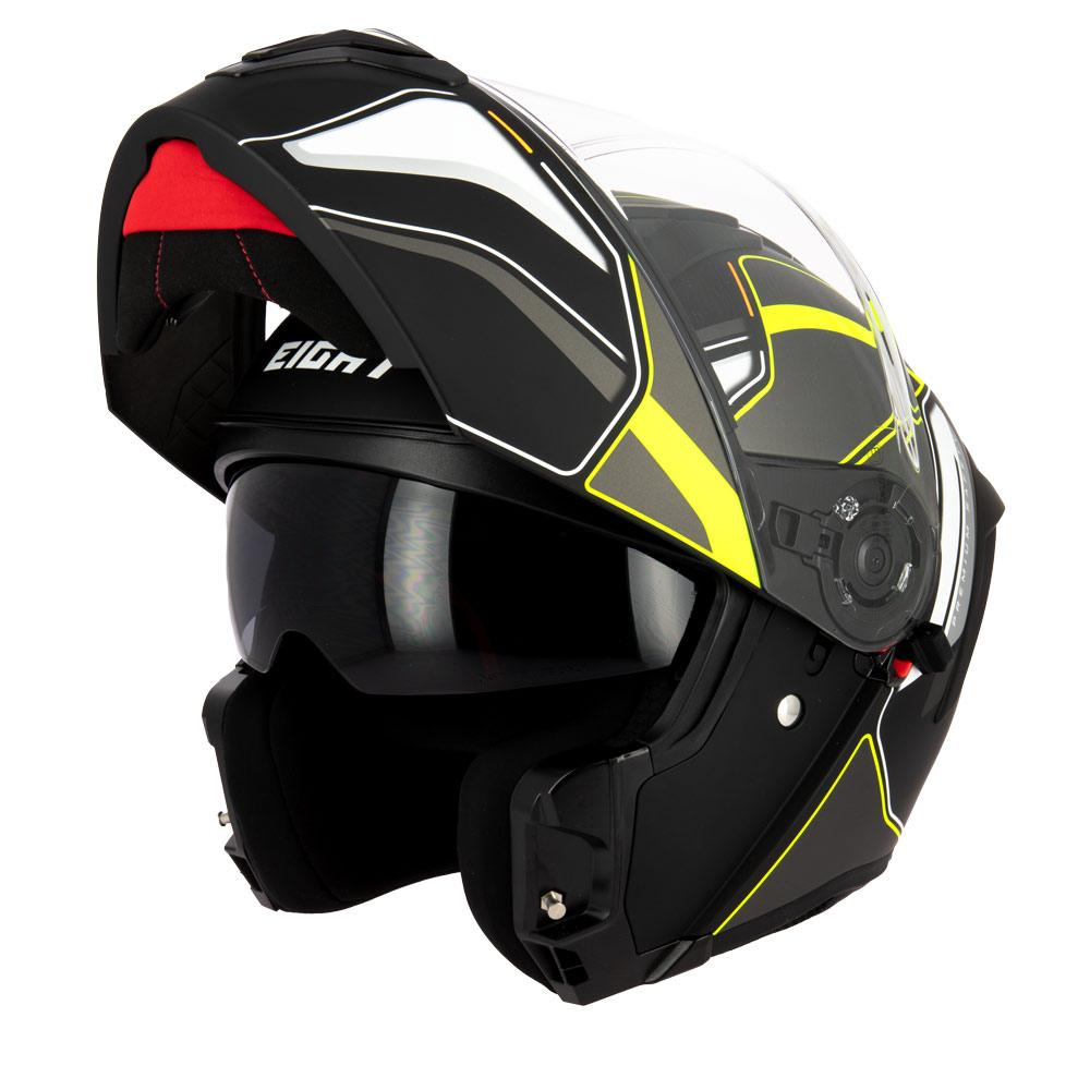 Casque moto modulable Eight S551 Dual Face titane et jaune fluo homologué ECE 22.06