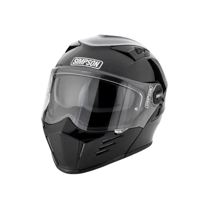 Casque Simpson Darksome modulable noir brillant, design agressif et mentonnière relevable.