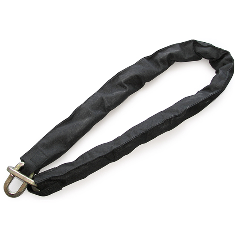 Chaîne antivol moto Urban 1m section carrée 8 mm noire avec revêtement textile et résistance anticoupe
