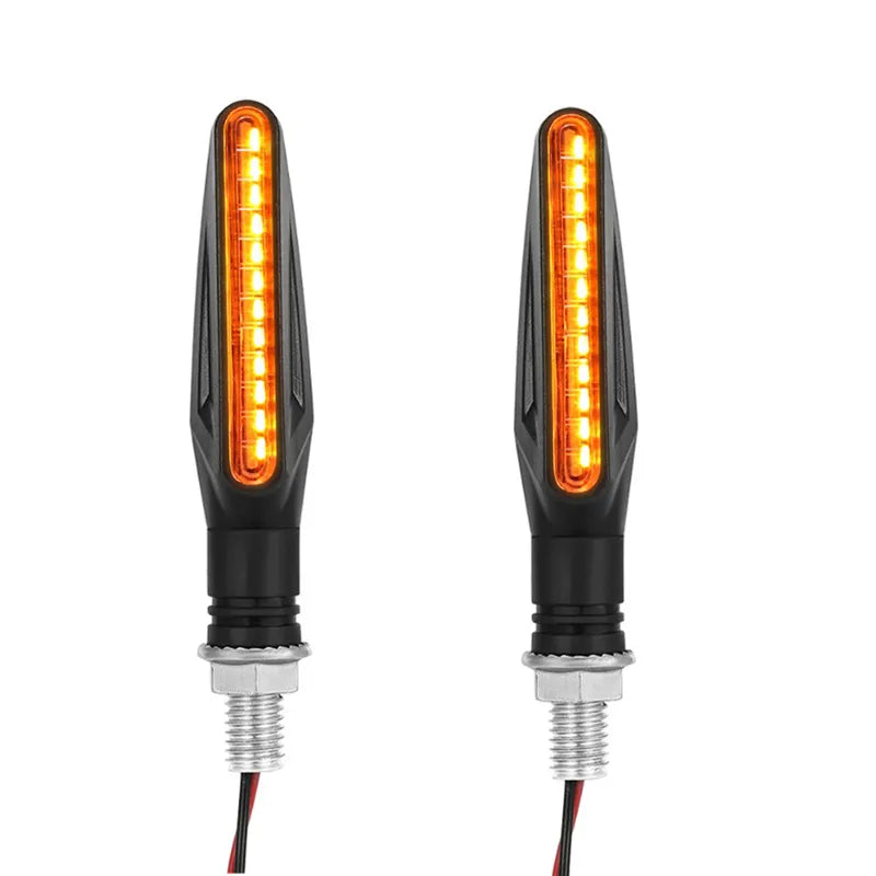 Paire de clignotants LED séquentiels orange pour moto avec effet dynamique et montage universel