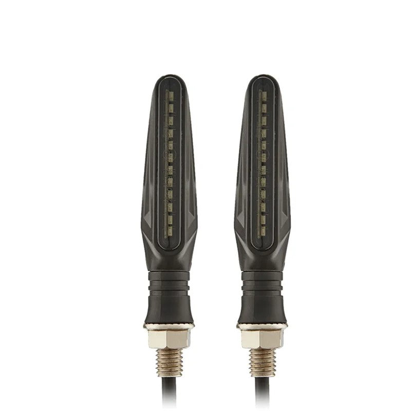 Paire de clignotants LED séquentiels noirs pour moto, design effilé, montage universel