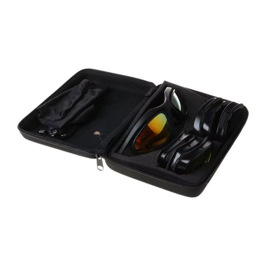 Coffret Lunettes Biker Moto Adapt, monture noire, 6 verres interchangeables UV400.