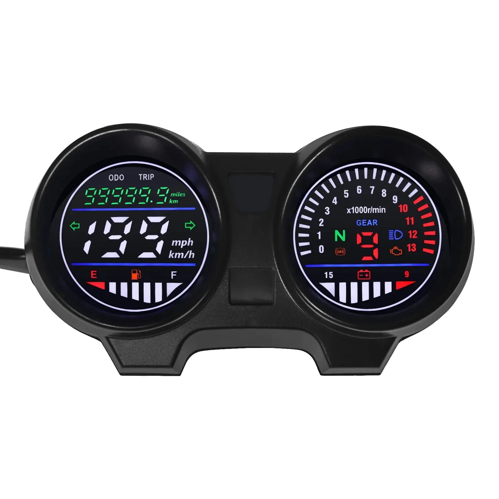 compteur digital pour moto universel noir avec affichage LED km/h et compte-tours
