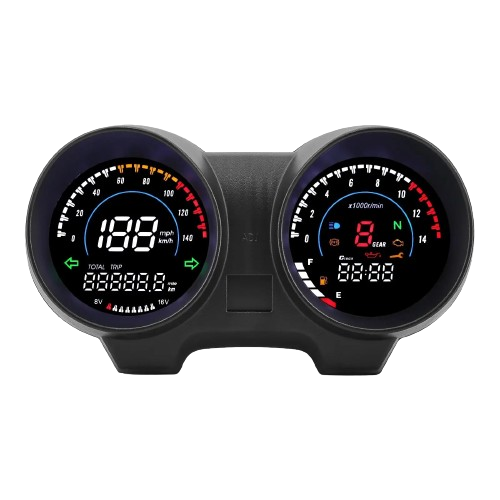 Compteur vitesse moto sans fil avec LED et horloge intégrée