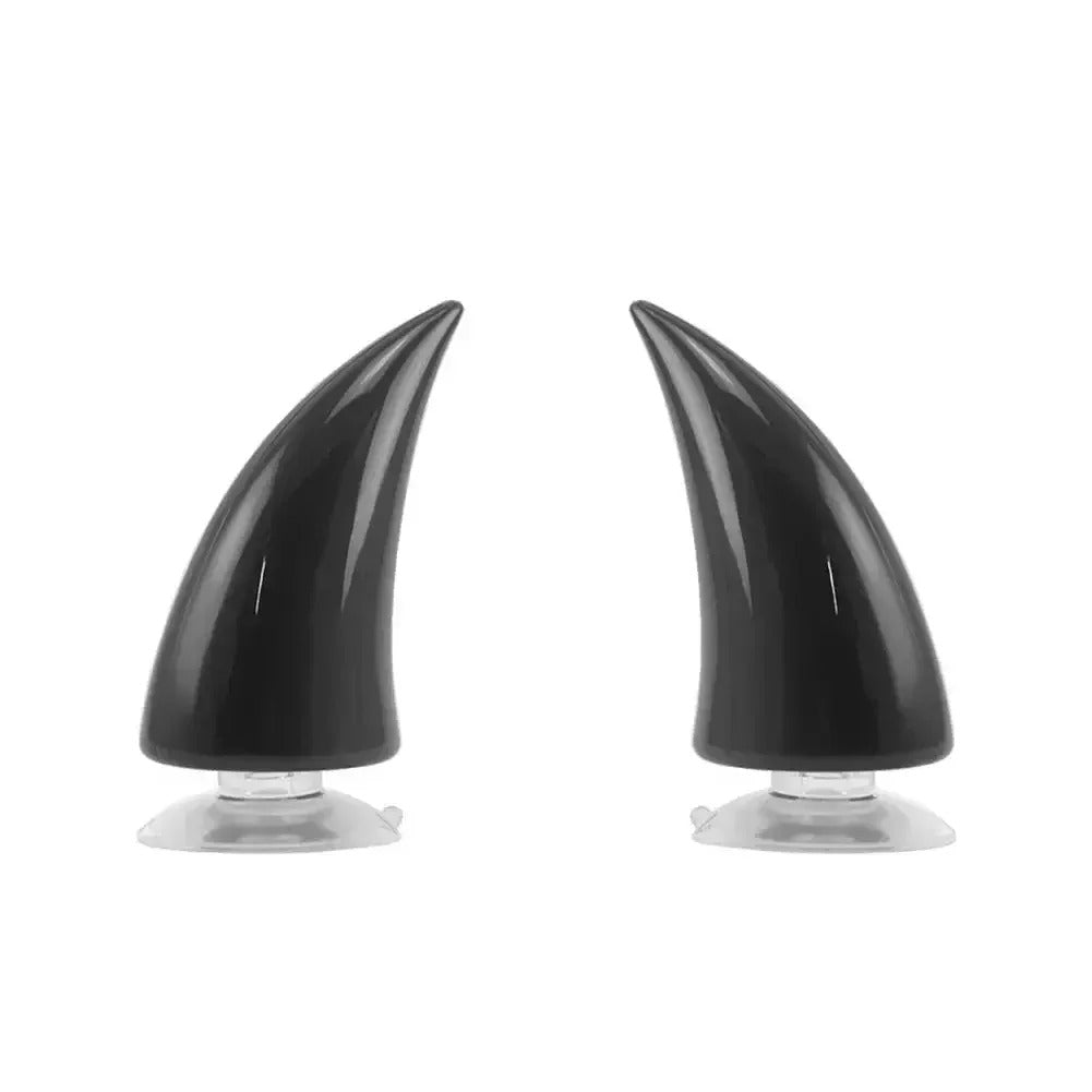 Corne de casque moto noire brillante en ABS avec fixation ventouse puissante.