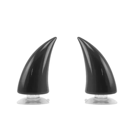 Corne de casque moto noire brillante en ABS avec fixation ventouse puissante.