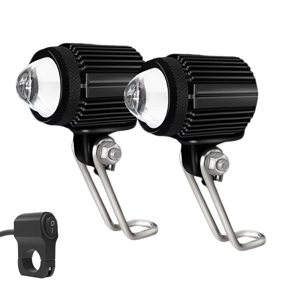 paire de feux LED additionnels moto sur rampe avec interrupteur guidon étanche