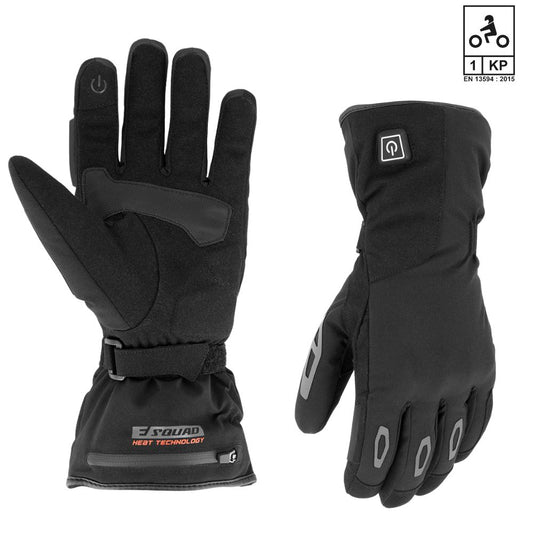 gants moto chauffants ESQUAD noirs homologués CE avec batterie, 3 niveaux de chaleur, doublure Thinsulate et zone tactile