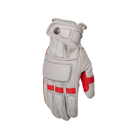 Gants moto homme Calvin été gris rouge, cuir perforé, homologués CE, tactile