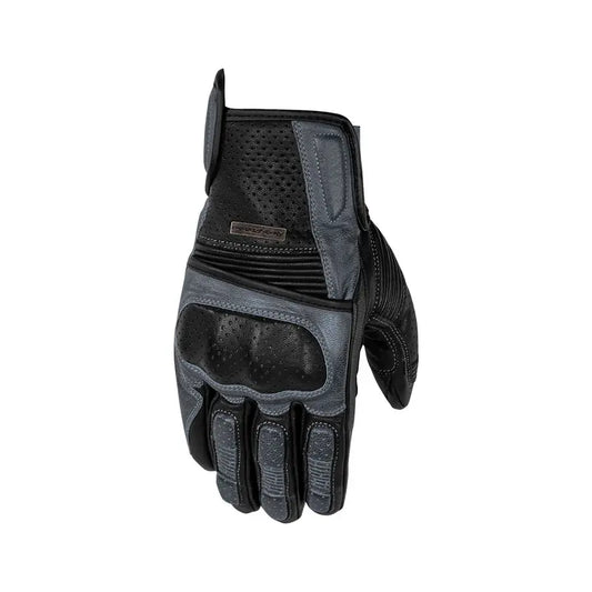 Gants moto été homme Rusty Stitches Zeke cuir noir gris perforé protection.