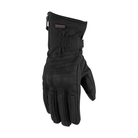 Gants moto hiver homme Rusty Stitches Ray noirs cuir chèvre, look Café Racer.