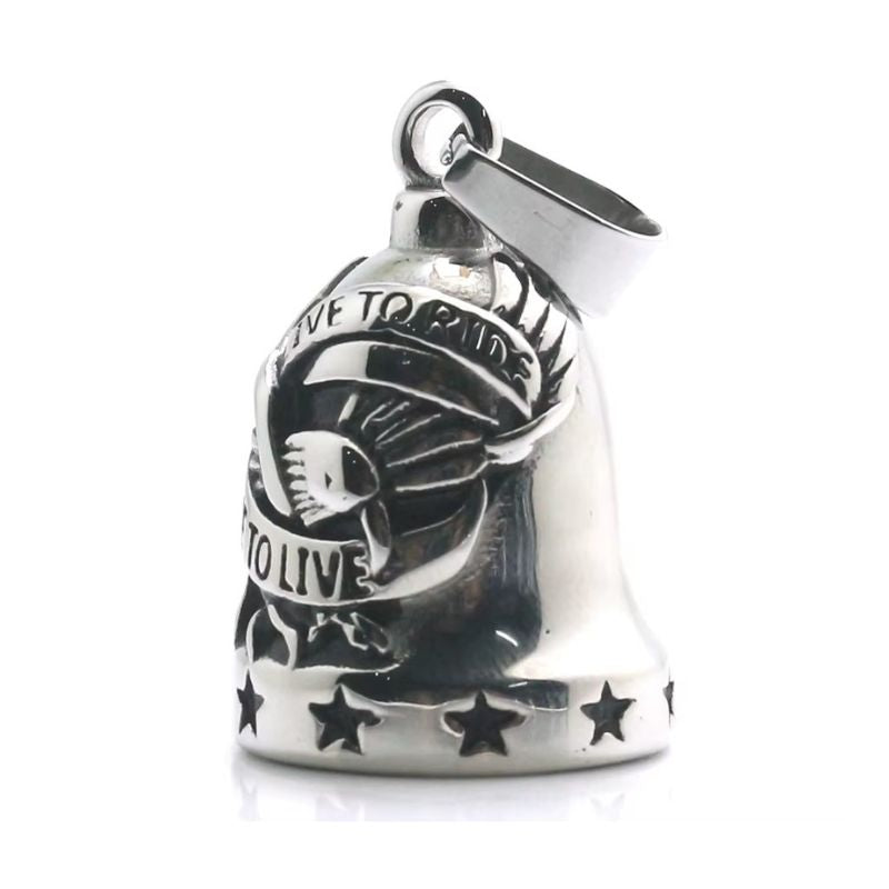 Clochette Guardian Bell Pour Moto – Acier Inoxydable, Design Aigle « LIVE TO RIDE », Gremlin Bell, Porte-clés, 6,3x9,5 Cm