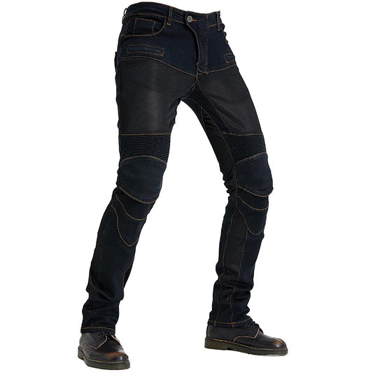 Jean moto bleu marine renforcé Kevlar pour homme style biker avec protections