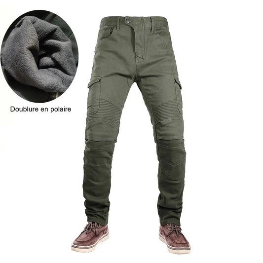 Jean moto hiver pour homme avec doublure polaire et protections souples