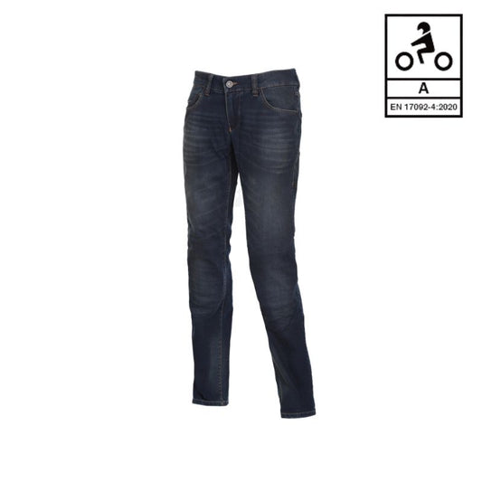 Jean moto homme ESQUAD Strong dirty bleu homologué CE avec protections SAS-TEC tissu ARMALITH