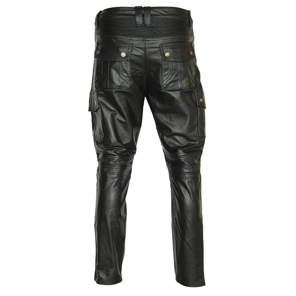 pantalon moto homme cuir noir véritable coupe ergonomique style motard