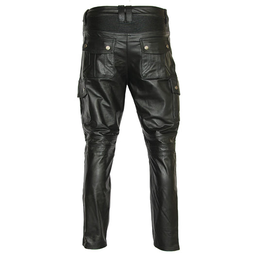 pantalon moto homme cuir noir véritable coupe ergonomique style motard