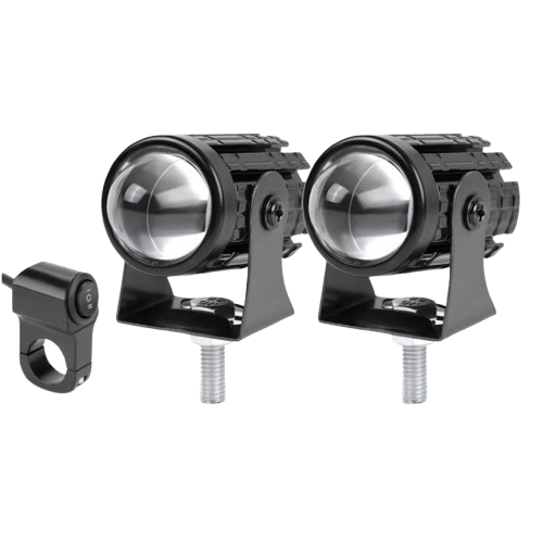 phare additionnel LED moto aluminium étanche avec interrupteur guidon