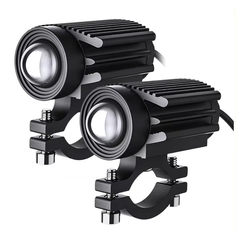 Phares longue portée moto 60W LED étanches avec support universel pour guidon ou crash-bar