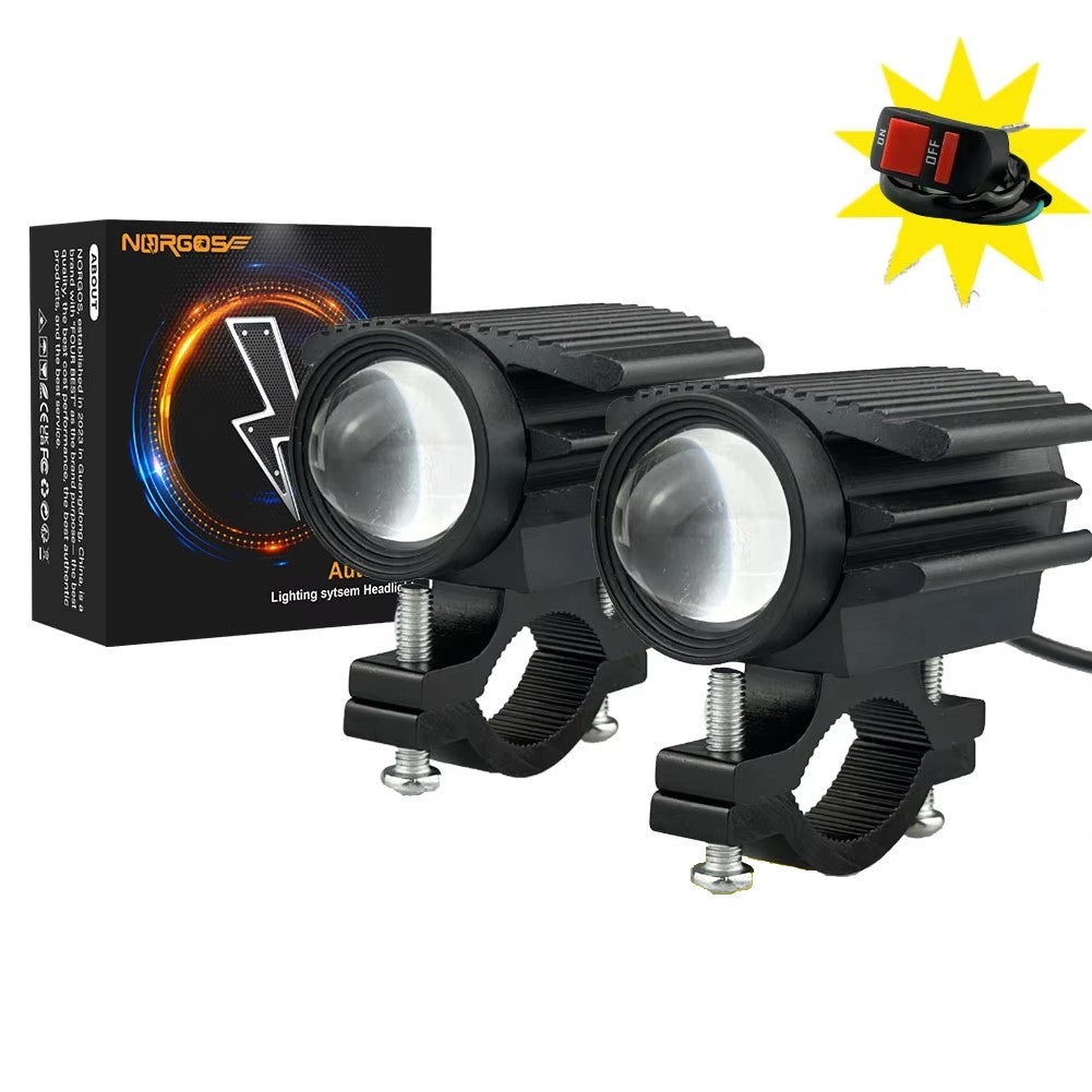 Phares additionnels LED moto 4 modes puissants 12V 24V avec interrupteur étanche pour visibilité et sécurité optimales