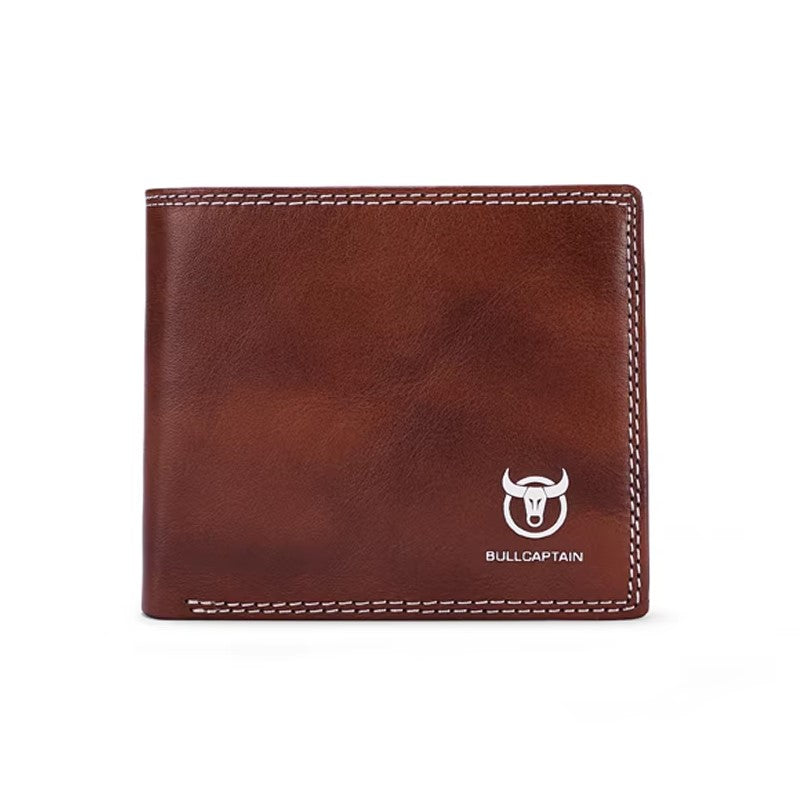 portefeuille en cuir marron pour homme style classique Bullcaptainn